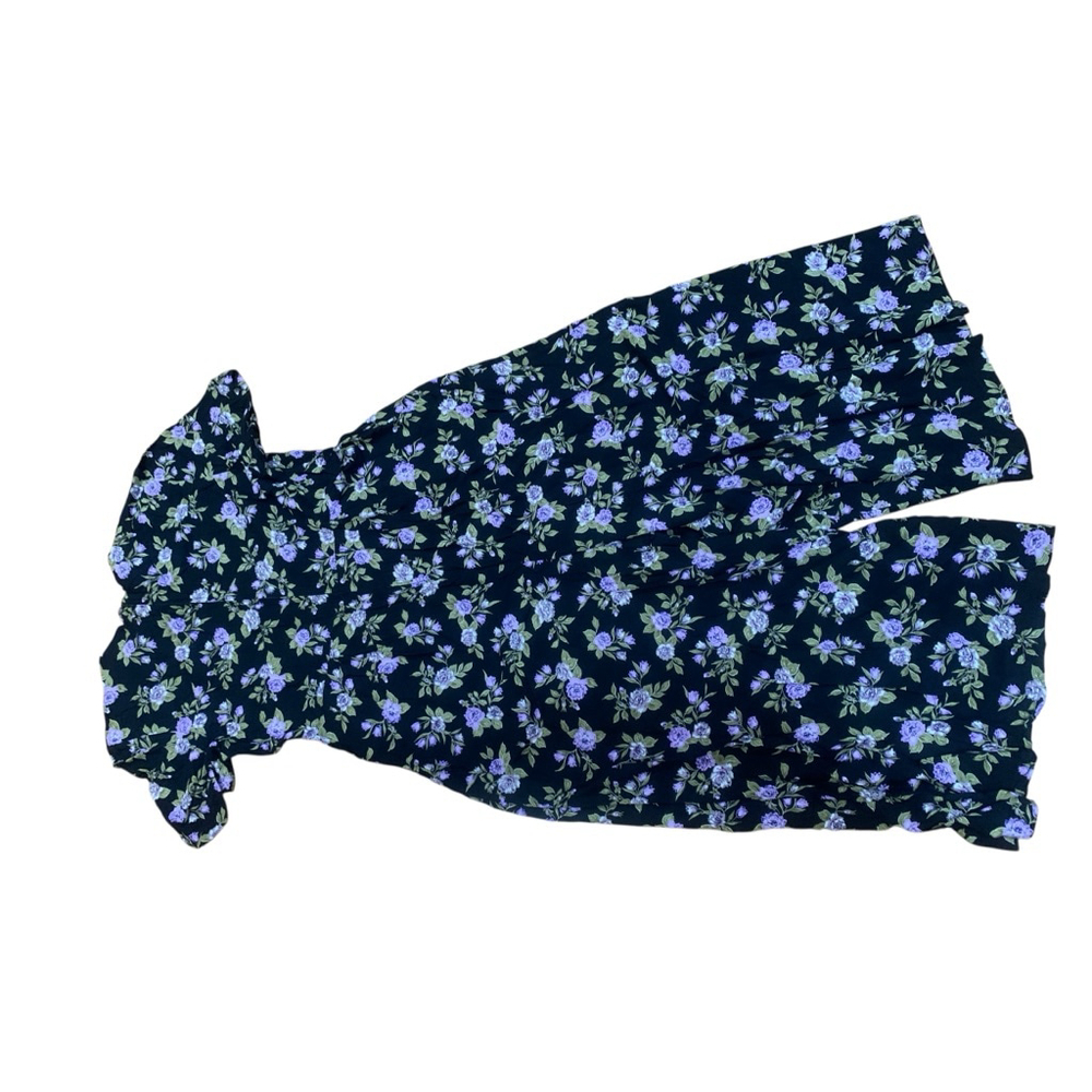 Vntg 90’s Volup Women's Sunshine Starshine Black Purple Floral Jumpsuit L - Picture 5 of 6